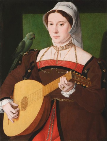 A lady with her green parrot, 1540s.